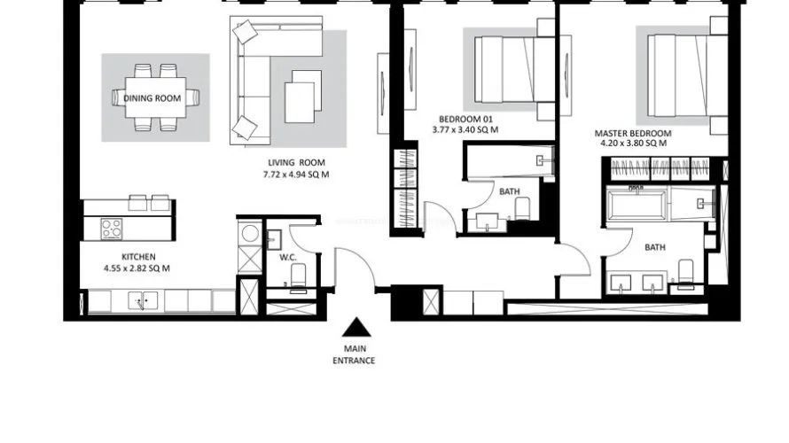 Apartamento de 2 dormitorios en Bluewaters, UAE No. 119 № 3