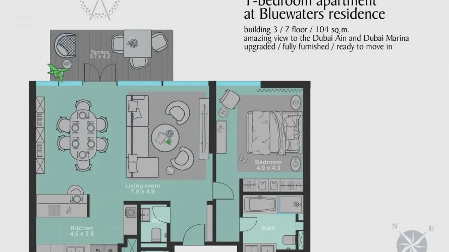 Appartement de 1 chambre à Bluewaters, UAE No. 51 № 2
