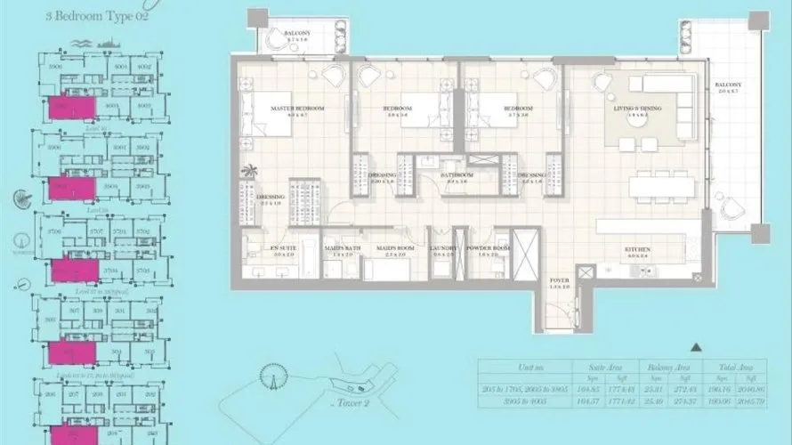 Appartement de 3 chambres à Bluewaters, UAE No. 61 № 3