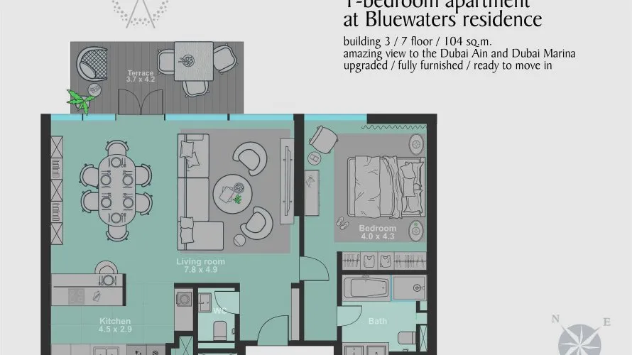 Appartement de 1 chambre à Bluewaters, UAE No. 32 № 9